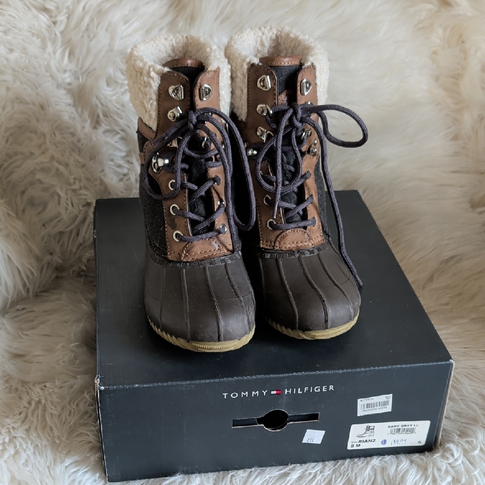Tommy Hilfiger Brown and Cream Winter Boots